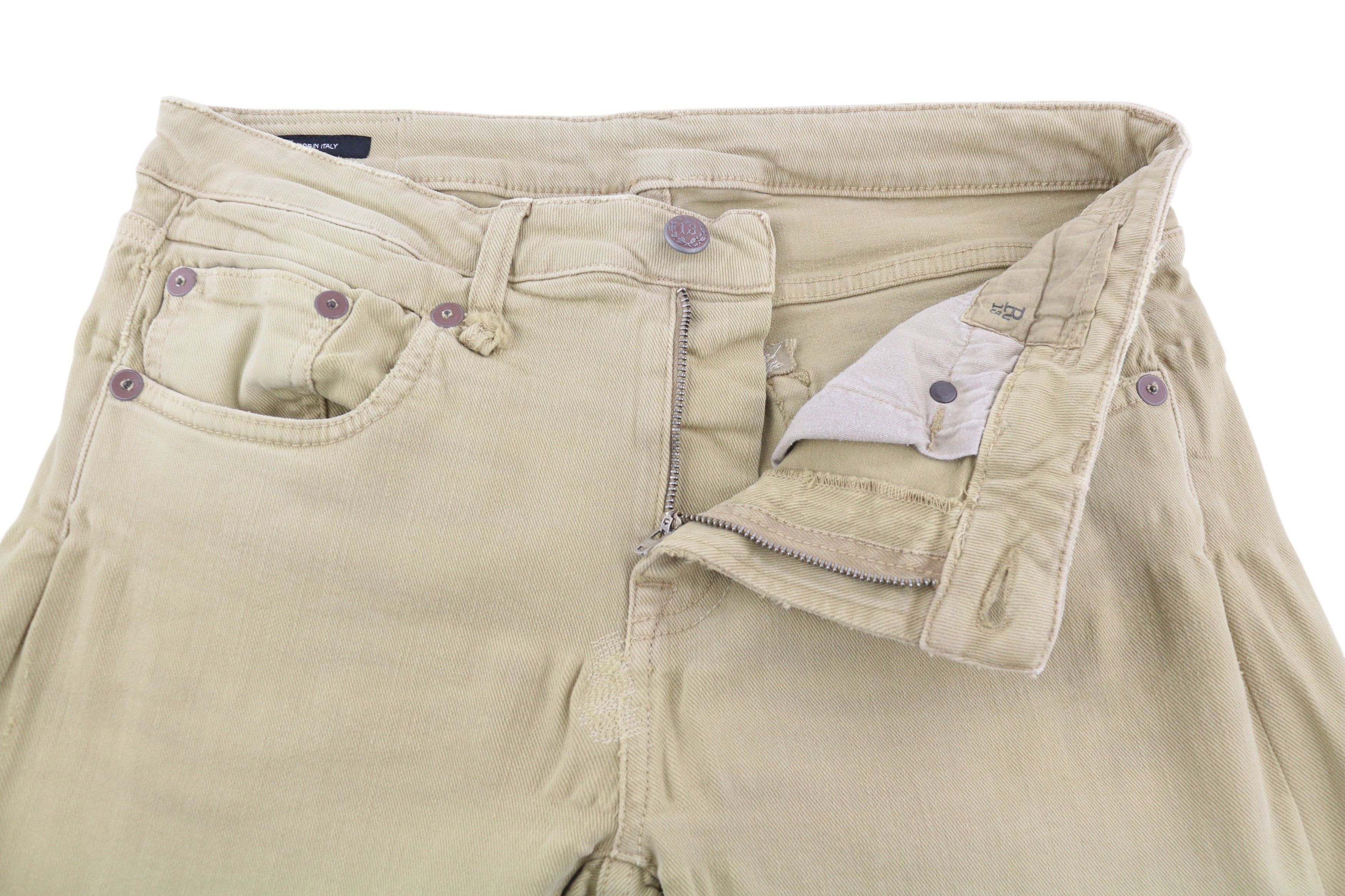 R13 BOY STRAIGHT 30 Khaki Stretch Washed Ankle Casual 86312 Size 30" / US 8 / IT 44 - 4 Thumbnail