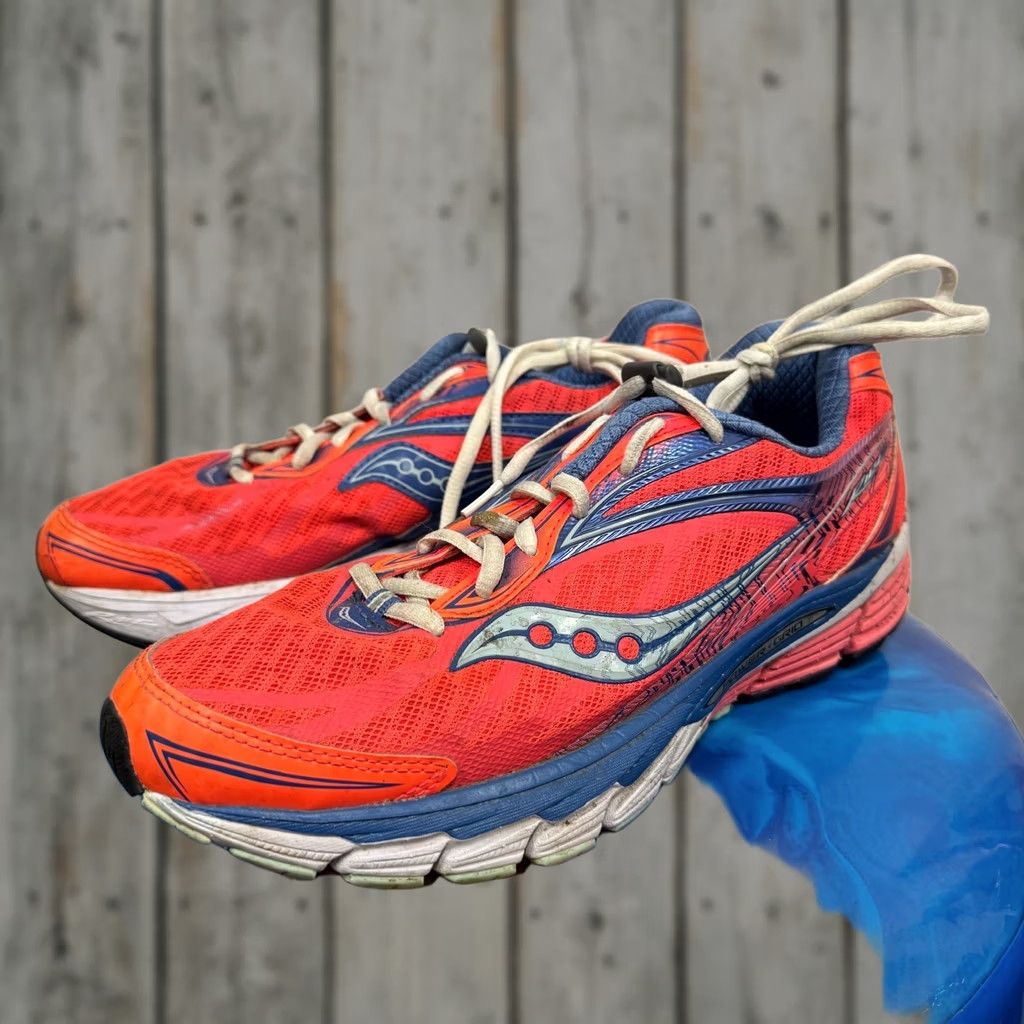Saucony Saucony Ride 8 Women's 10.5 Running Worn Coral Blue Sea Power Grid Multicolor Womens, 10.5, Shoes, Worn, Saucony Ride 8, Running, Women Size US 11 / IT 41 - 1 Thumbnail