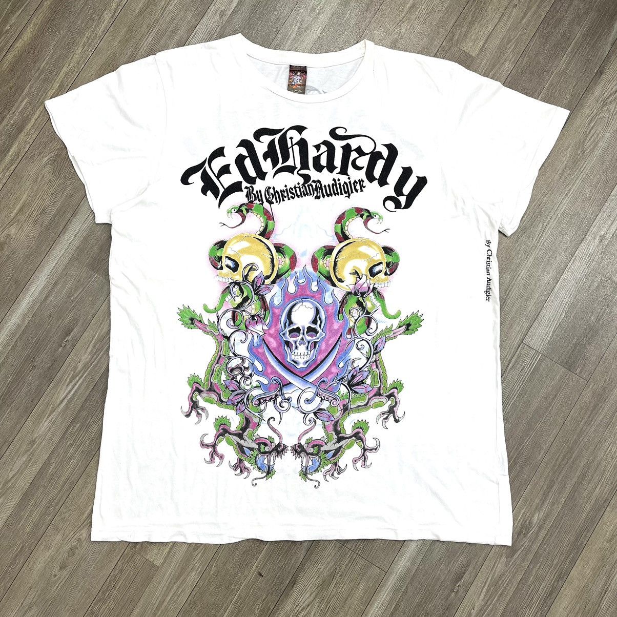 Christian Audigier × Ed Hardy × Vintage Y2K Ed Hardy by Christian Audigier Skull Snake Grunge Tee Size US XXL / EU 58 / 5 - 1 Thumbnail