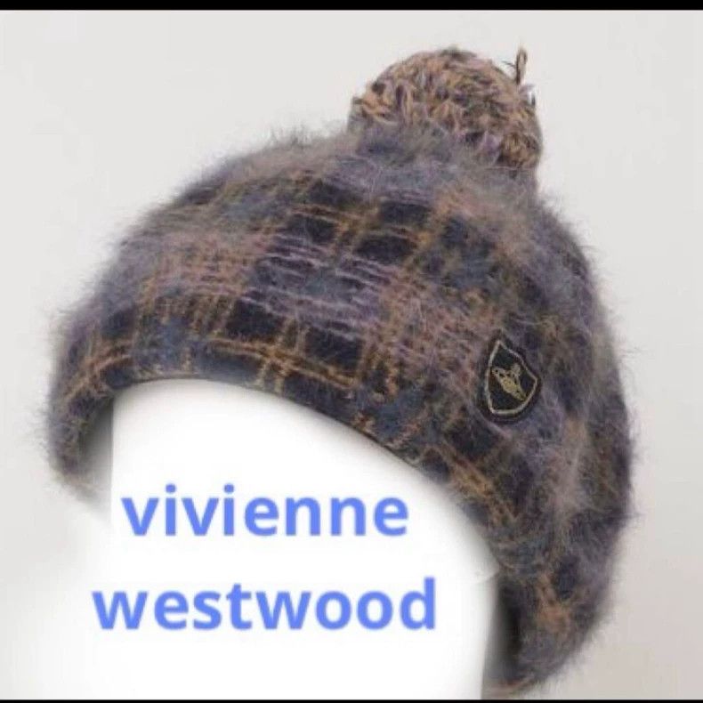 Vivienne Westwood Vivienne Westwood Navy Check Beret Size ONE SIZE - 1 Thumbnail