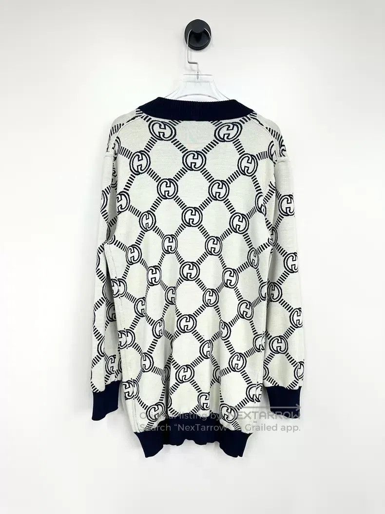 Gucci Gucci Dark blue full printed logo double-sided wool knitte Size XS / US 0-2 / IT 36-38 - 4 Thumbnail