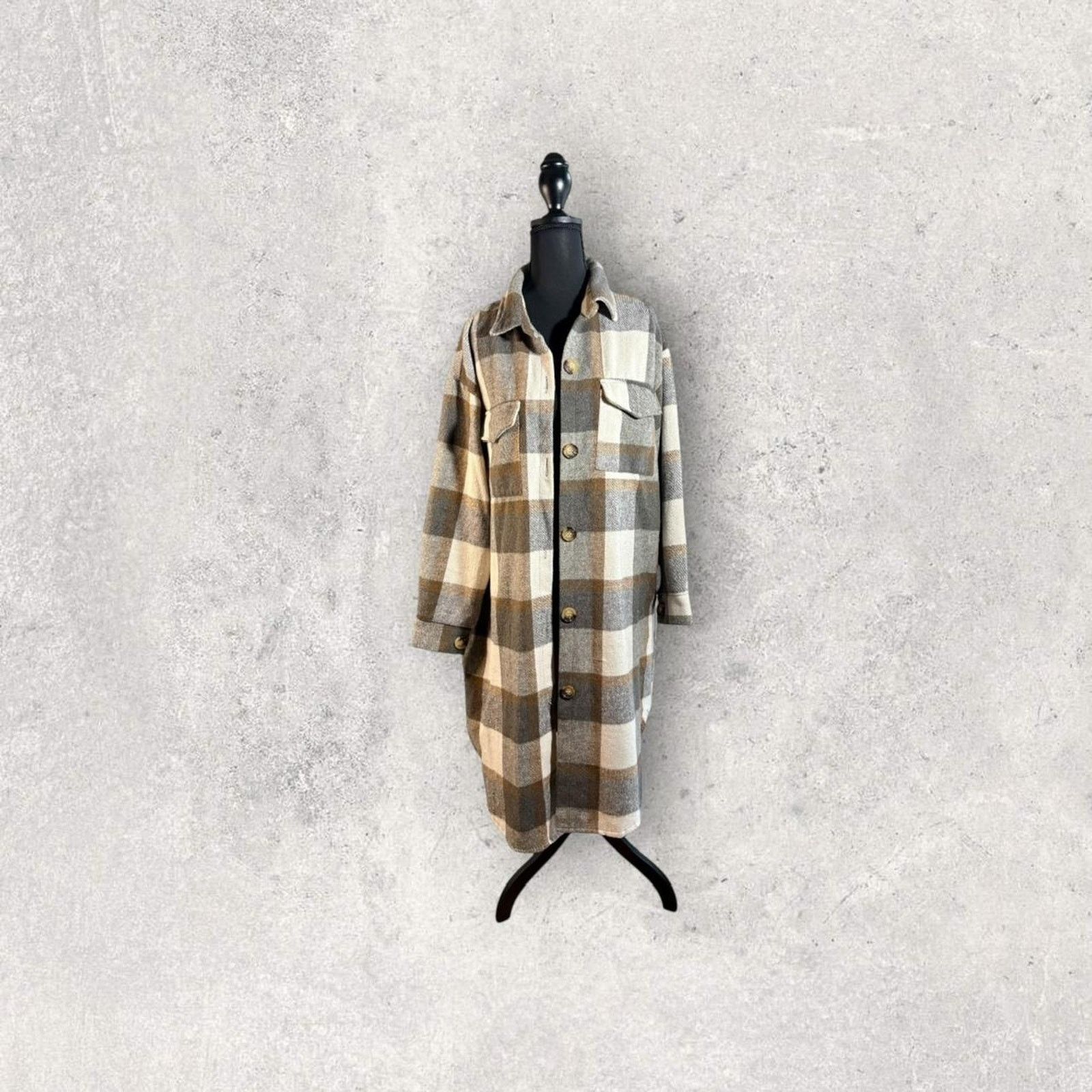 Other Tan and brown plaid flannel Long Shacket Size M / US 6-8 / IT 42-44 - 3 Thumbnail