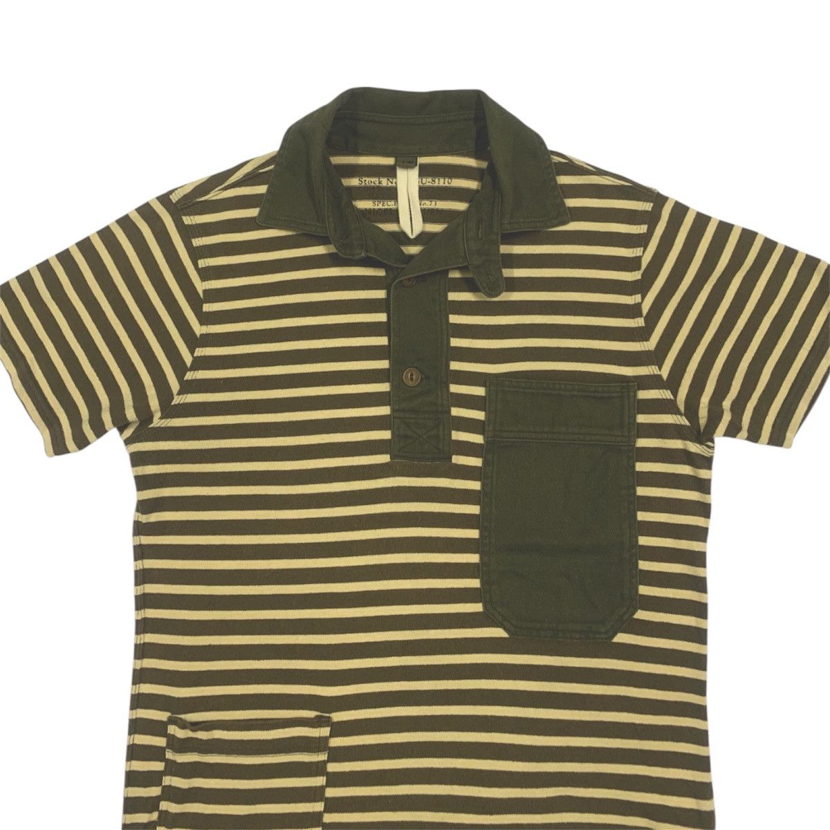 Nigel Cabourn Nigel Cabourn Vintage Processed Border Heavy Polo Shirt Size US M / EU 48-50 / 2 - 2 Thumbnail