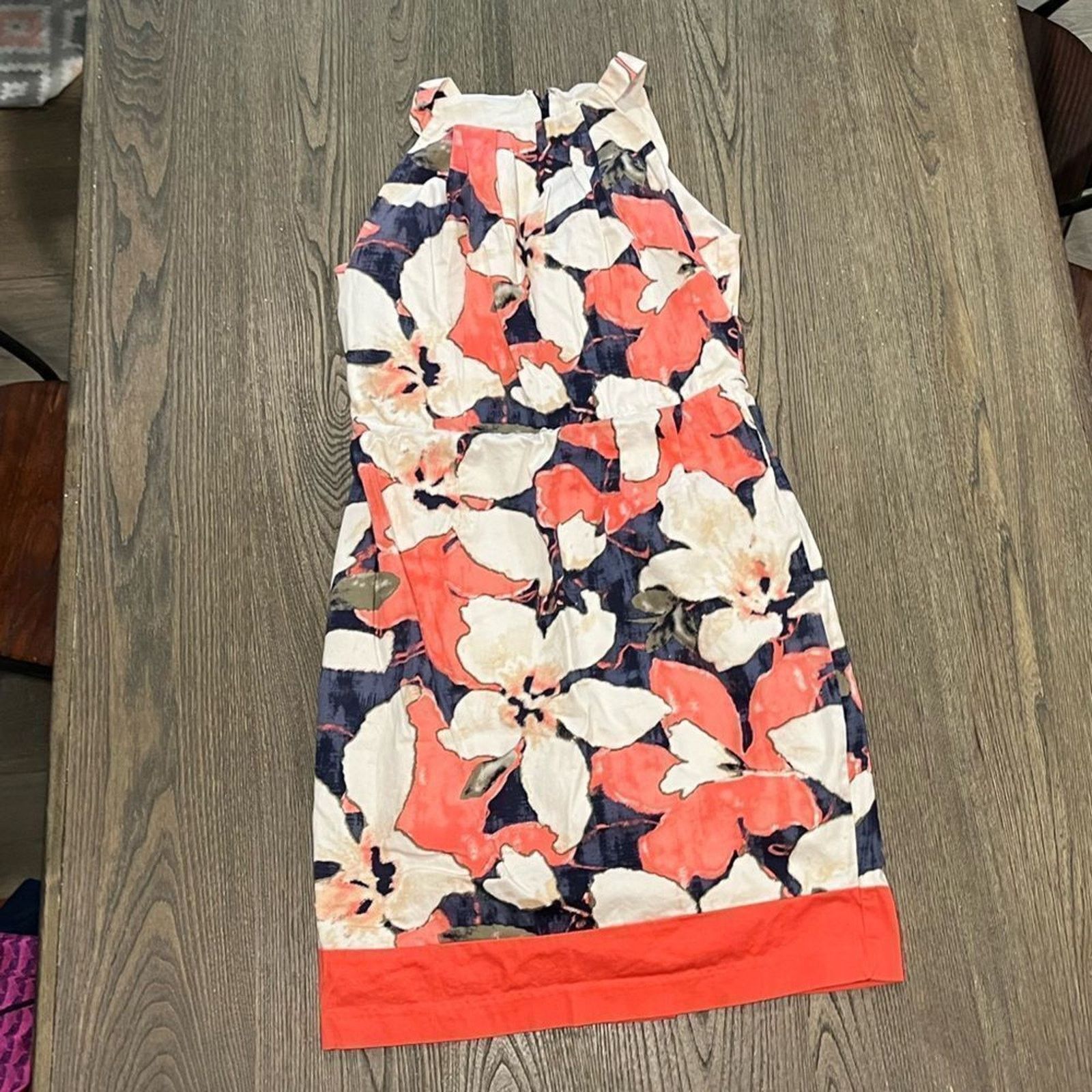 Vintage Cato Tropical Floral Cream Orange Sheath Dress Size 10 Size L / US 10 / IT 46 - 1 Thumbnail