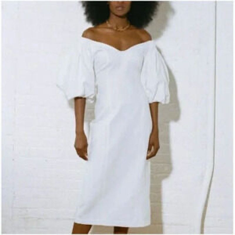 Mara Hoffman Mara Hoffman White Linen NAMARI Pencil DRESS Puff sleeve 12 Size XL / US 12-14 / IT 48-50 - 1 Thumbnail