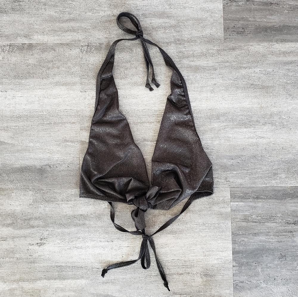Designer Black Shimmer E-Spiral Bikini Top Size ONE SIZE - 1 Thumbnail