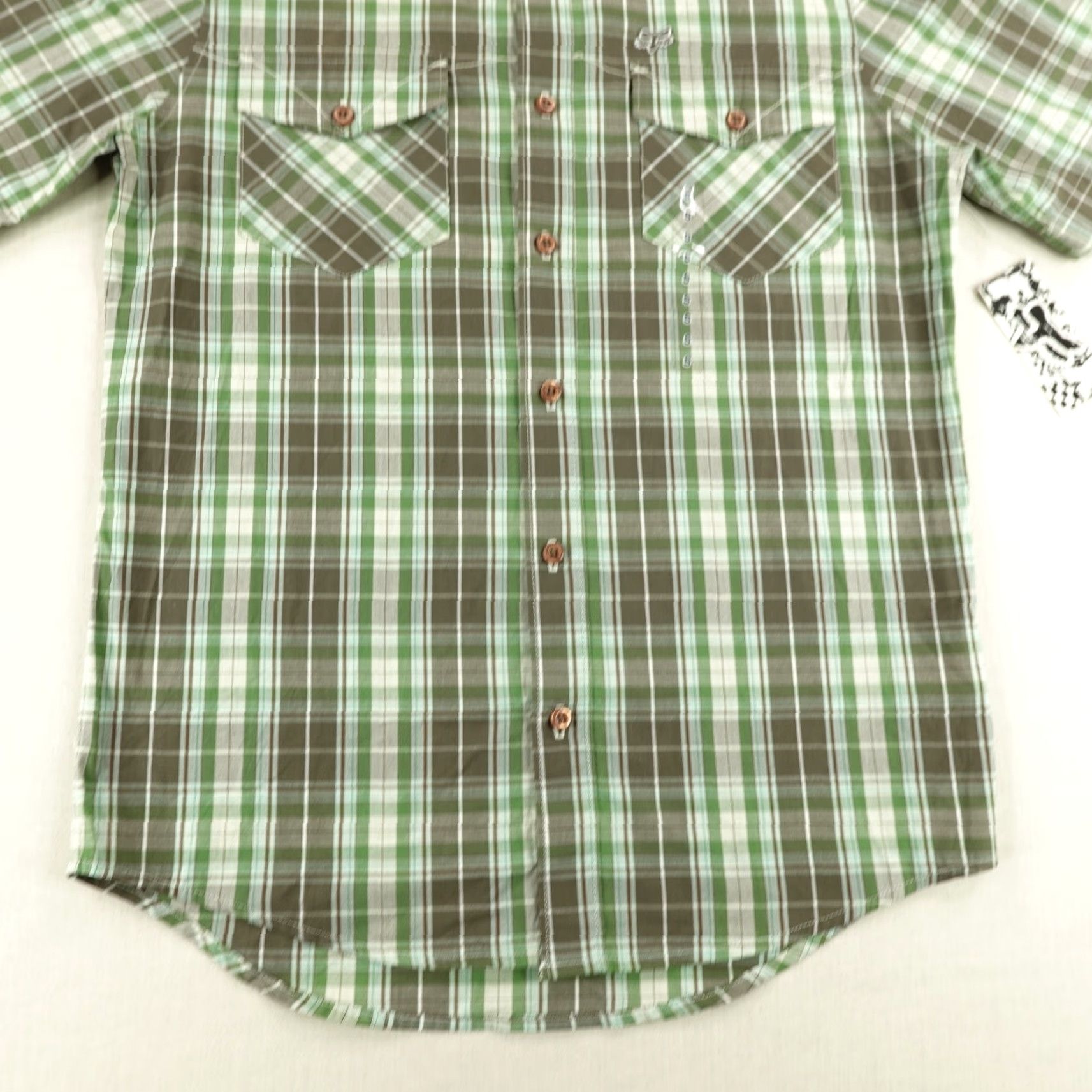 Vintage VINTAGE Fox Shirt Mens Small Green Brown Plaid Short Sleeve Button-Up Western Logo Casual Outdoor Size US S / EU 44-46 / 1 - 4 Thumbnail