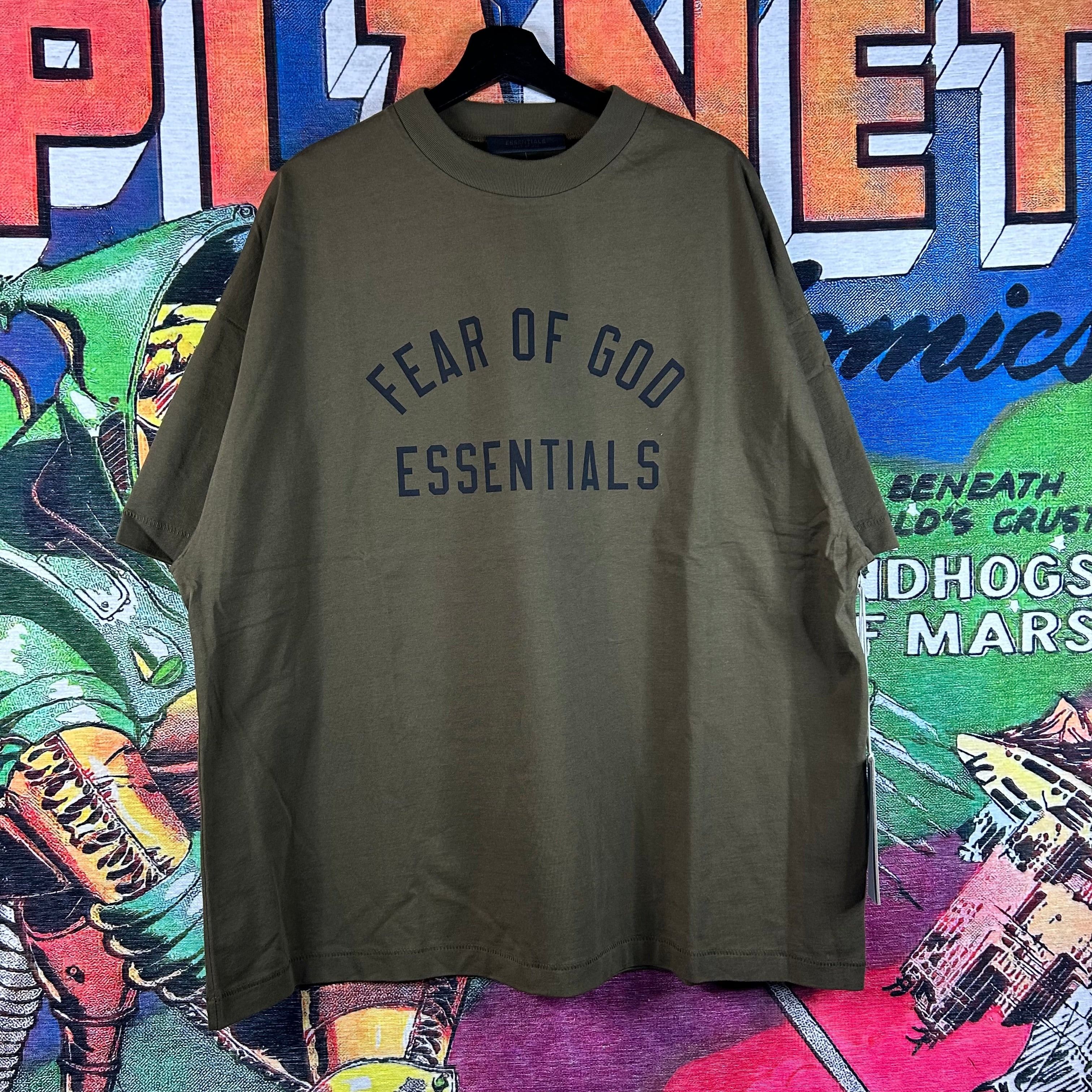 Essentials × Fear of God Fear Of God Essentials Olive Jersey Crewneck Tee Size M Size US M / EU 48-50 / 2 - 1 Thumbnail