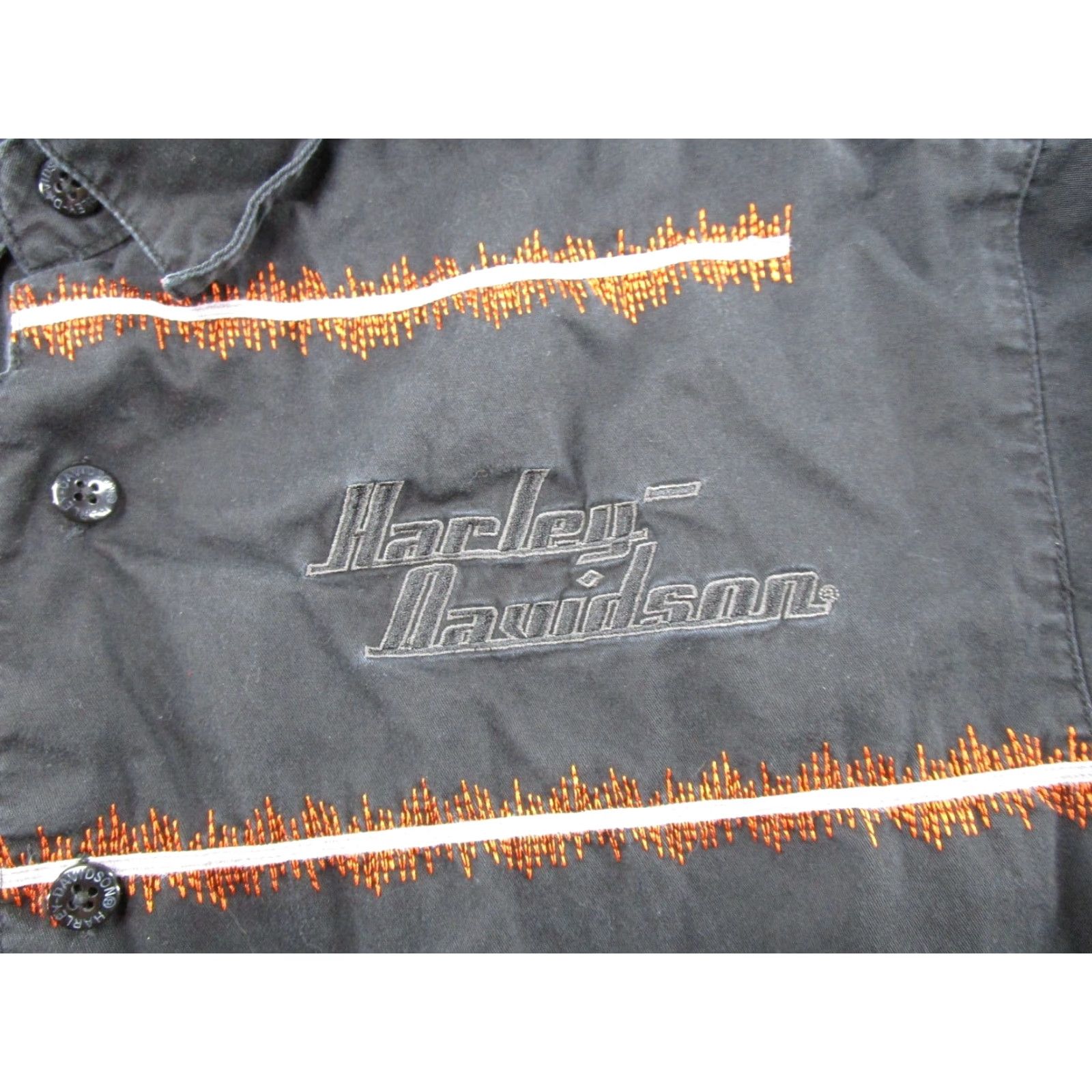 Harley Davidson VINTAGE Harley-Davidson Button-Up Shirt Mens S Black Cotton Woven Pocketed 90s Casual Workwear Vintage Mens Shirt Size US S / EU 44-46 / 1 - 4 Thumbnail