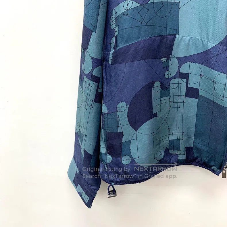 Hermes Hermes Dark Blue Geometric Pattern Patched Silk Hooded Zip Size M / US 6-8 / IT 42-44 - 4 Thumbnail