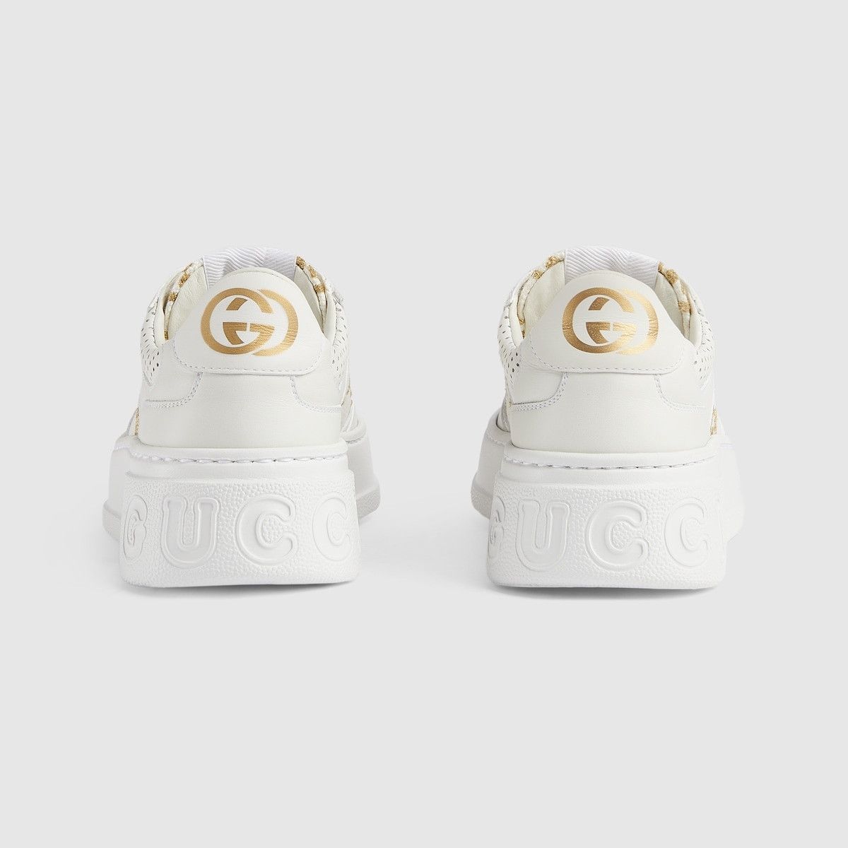 Gucci oc11z1025 GG Sneakers in White & Gold Size US 6 / IT 36 - 3 Thumbnail