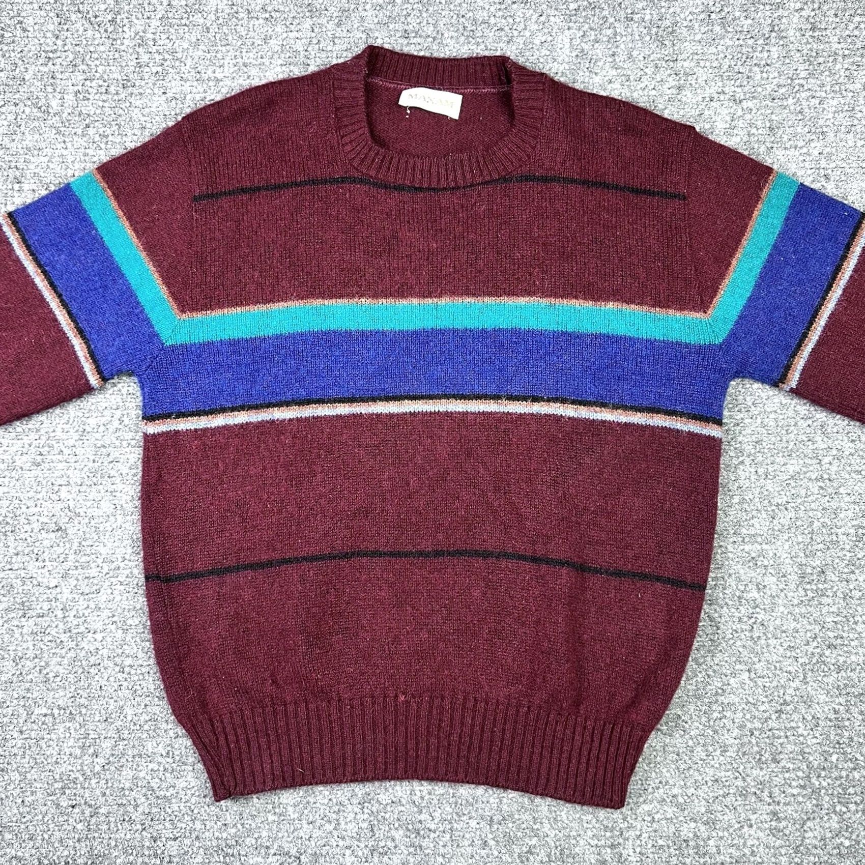 Vintage VINTAGE Maxam Sweater Shirt Mens Medium Red Burgundy 80s 90s Knit Wool Acrylic Crew Neck Long Sleeve Pullover Size US M / EU 48-50 / 2 - 4 Thumbnail