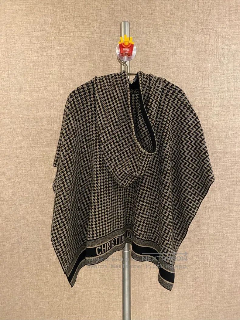 Dior Dior Cashmere Blended Bird Grid Letter Logo Shawl Cloak Co Size XXS / US 00 / IT 34 - 3 Thumbnail