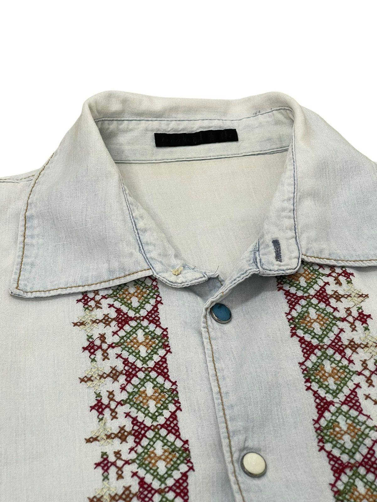 Comme des Garcons Homme Native Western Shirt Iroquois Japan Faded Blue Chambray 6🟩8 Size US M / EU 48-50 / 2 - 8 Thumbnail