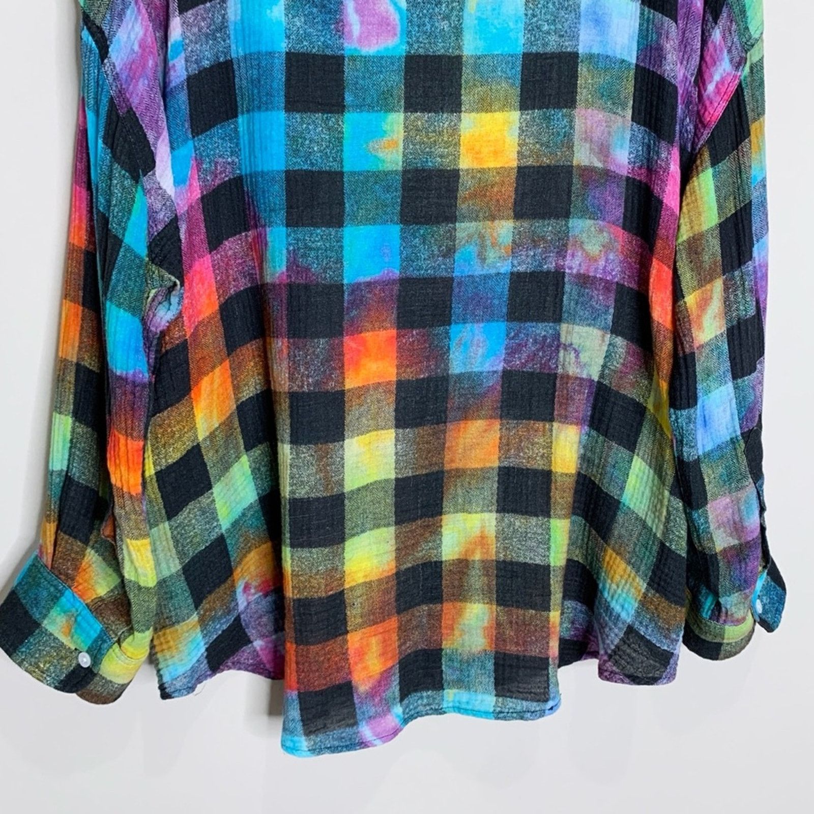 R13 R13 Oversized Drop Neck Shirt (Sz XS) Rainbow Plaid Check Size XS / US 0-2 / IT 36-38 - 10 Thumbnail