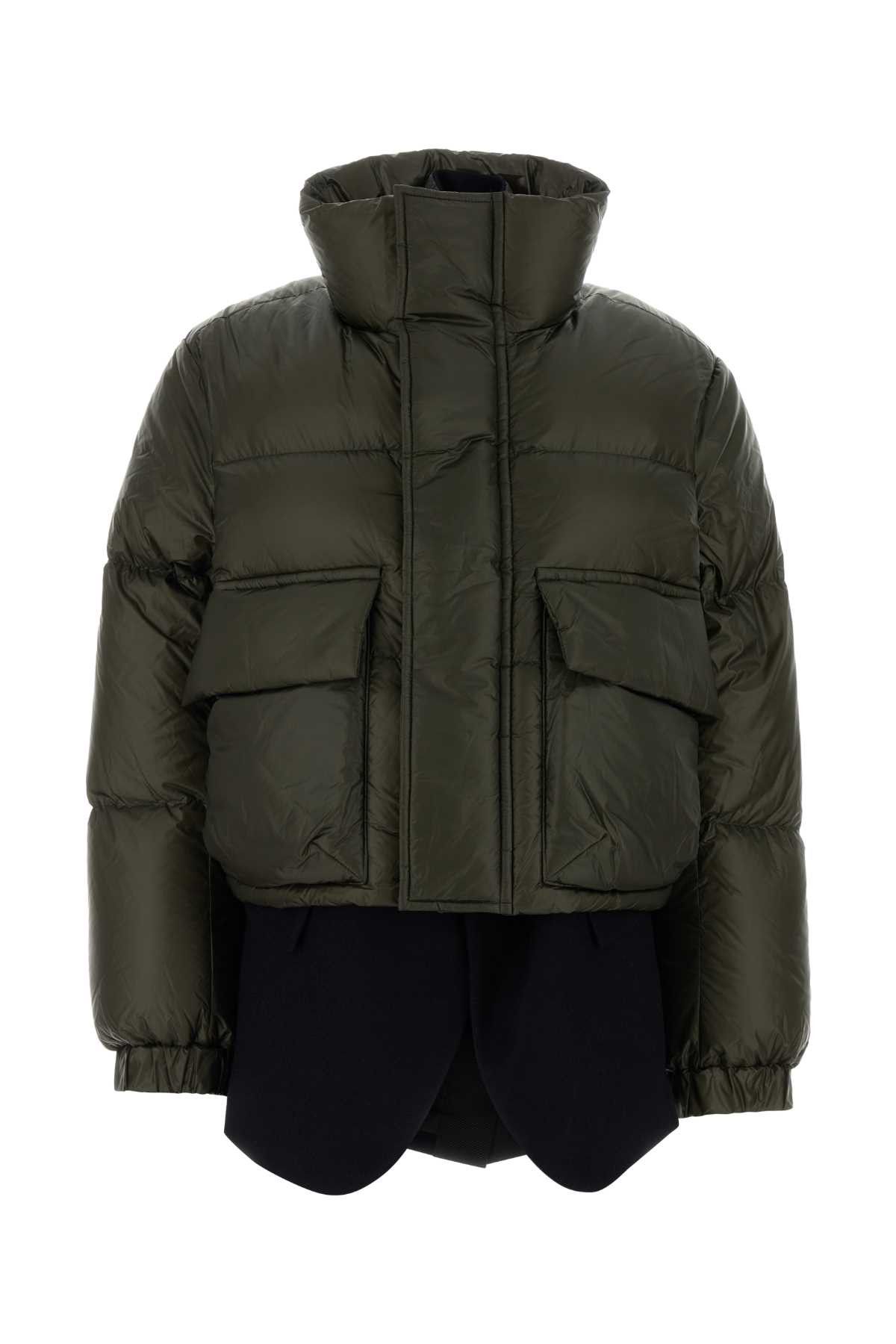 Sacai Olive Green Nylon Down Jacket Size S / US 4 / IT 40 - 1 Thumbnail