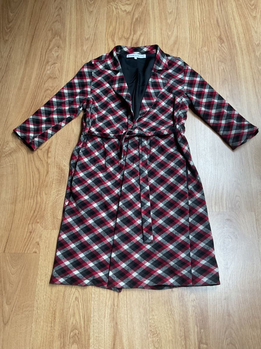 Other JOLINE JOLINK Amsterdam M Cotton Plaid Wrap Coat Robe Jacket Size M / US 6-8 / IT 42-44 - 2 Thumbnail