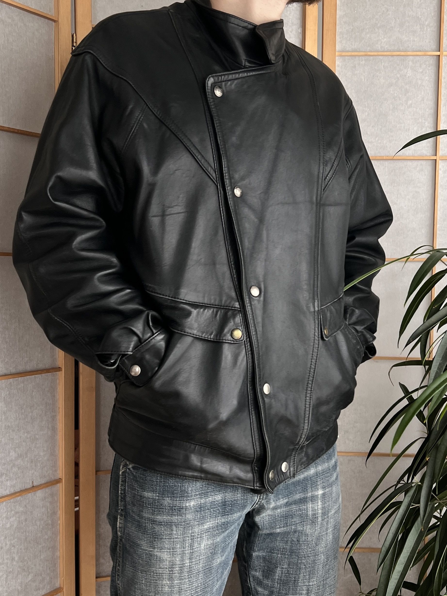 Genuine Leather Crazy fit! Vintage 90s brown leather jacket baggy