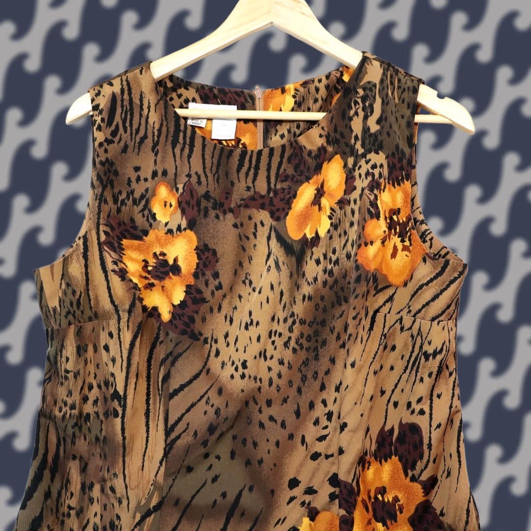 Vintage Dressbarn Women Plus 14 Knee Length Sleeveless Fit & Flare Party Cocktail Brown Polyester Dress Size XL / US 12-14 / IT 48-50 - 1 Thumbnail