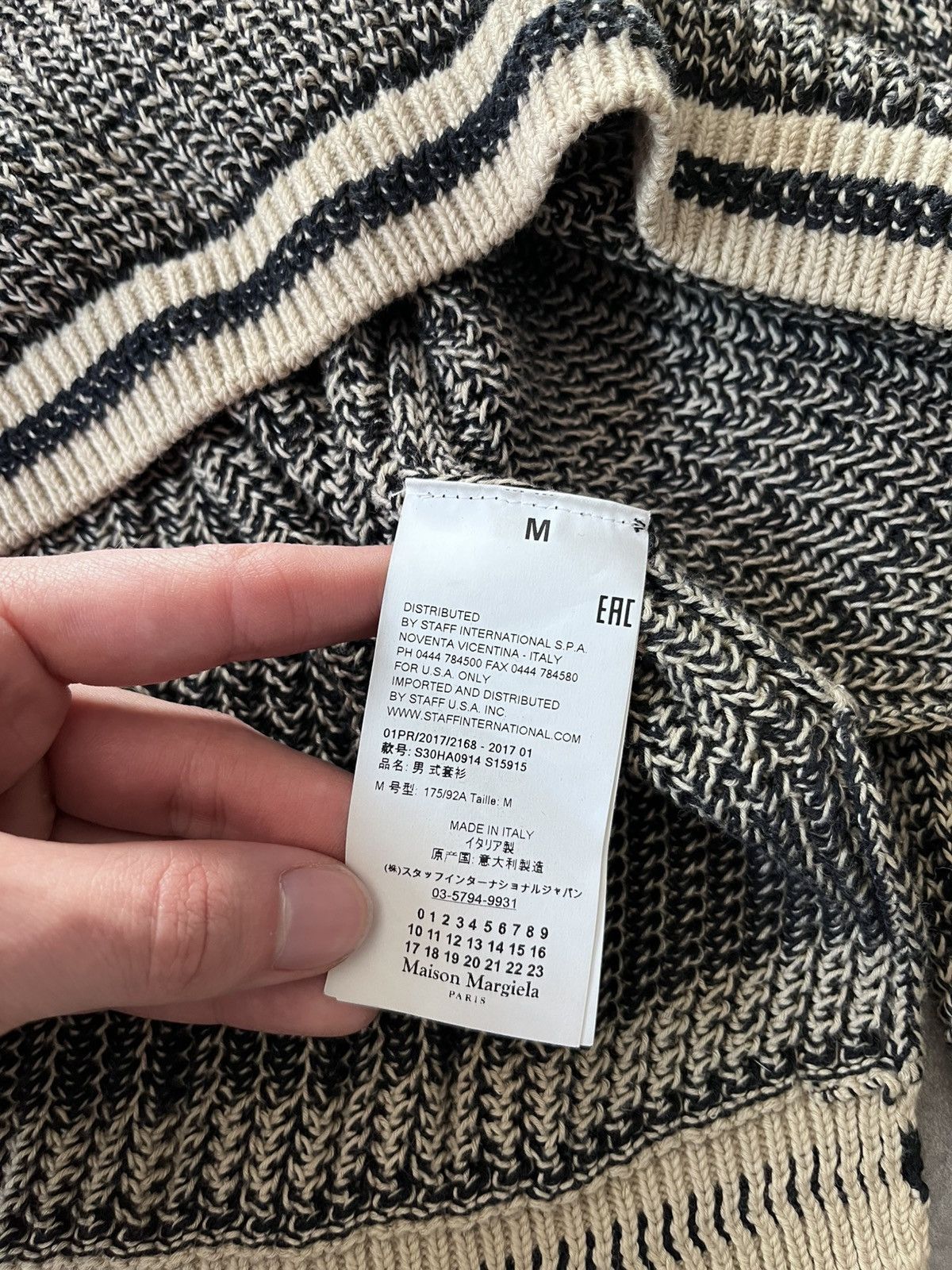 Maison Margiela Maison Margiela S/S 17 cotton beige black sweater Size US M / EU 48-50 / 2 - 10 Thumbnail