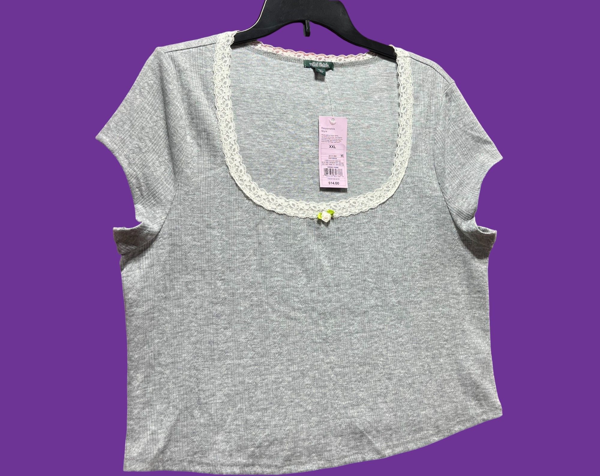 Other Wild fable - Women's Short Sleeve Pointelle Rosette T-Shirt Size XXL / US 16-18 / IT 52-54 - 12 Thumbnail