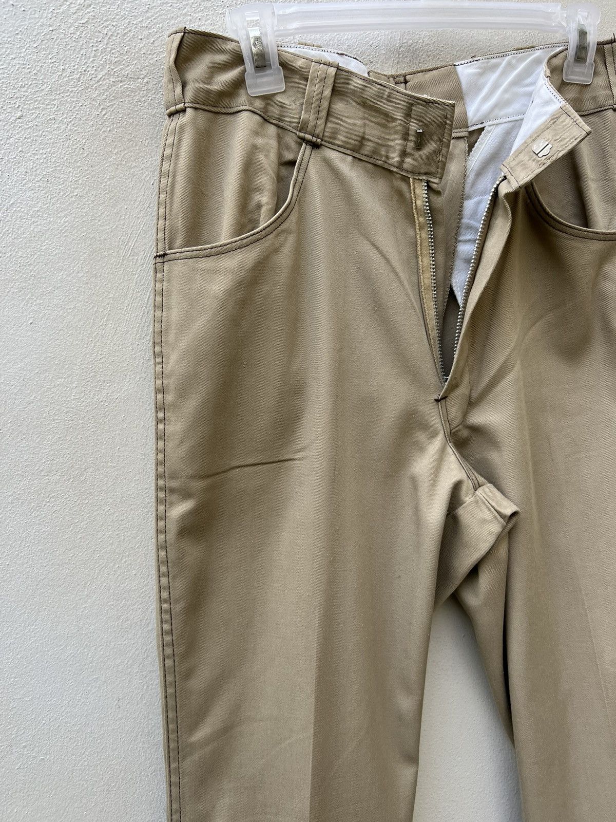 Dickies Vintage 70s TALON Zipper Dickies Flare Khaki Trouser Pant Size US 30 / EU 46 - 8 Thumbnail