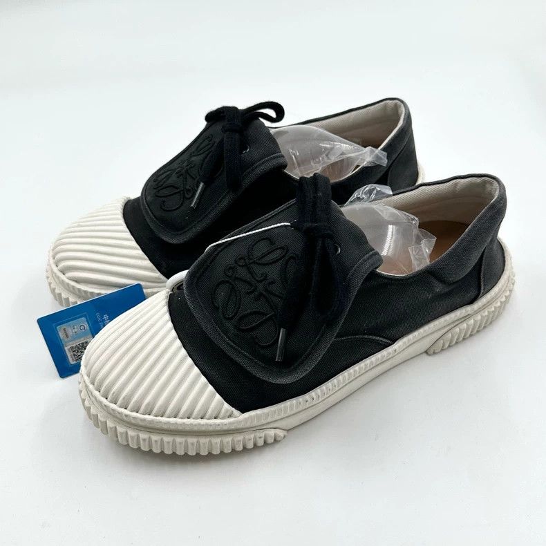 Loewe LOEWE Black and white striped canvas cookie shoes Size US 6.5 / IT 36.5 - 1 Thumbnail