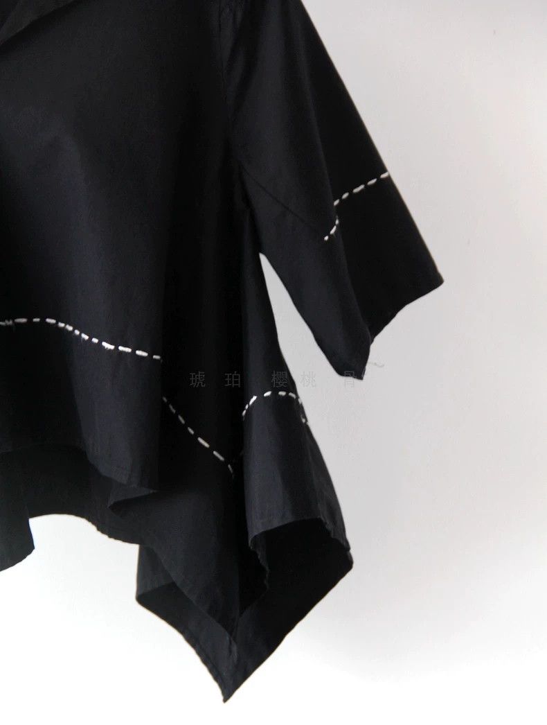 Comme des Garcons Comme Des Garcons Navy blouse with white line and draped s Size M / US 6-8 / IT 42-44 - 5 Thumbnail