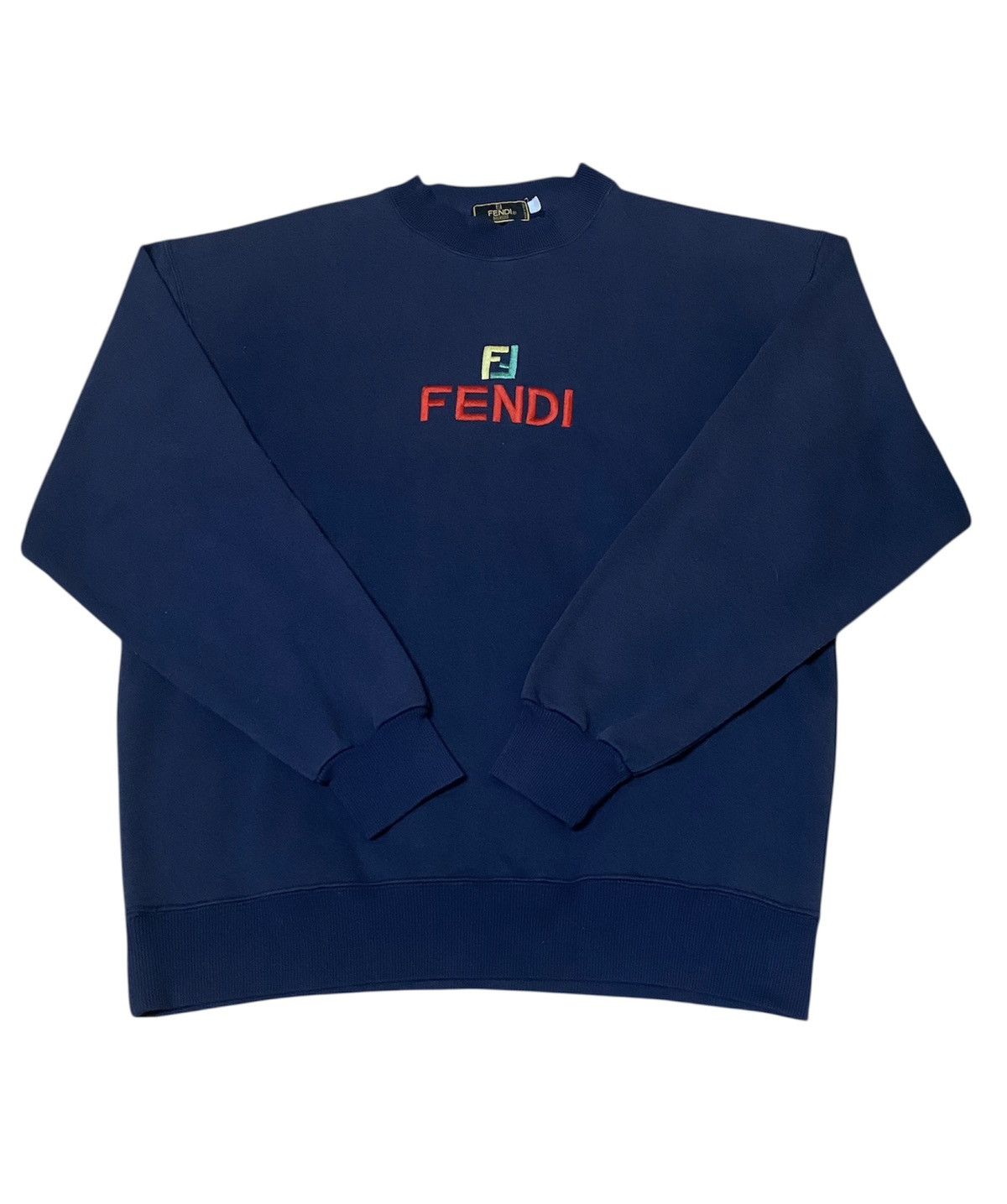 Fendi Vintage 90s Fendi Multicolour Spellout Big Logo Sweatshirt Size US L / EU 52-54 / 3 - 1 Thumbnail