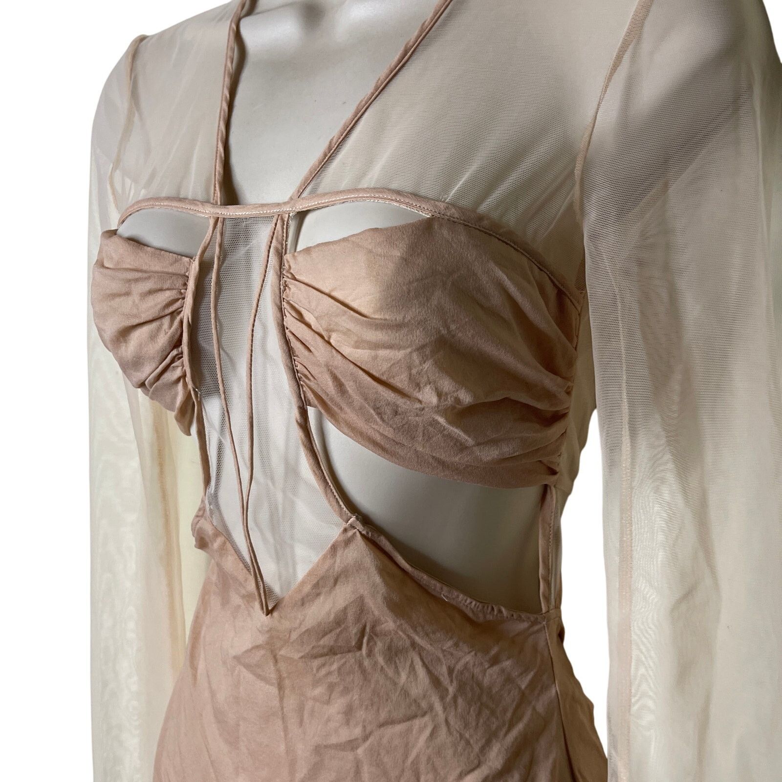 Nensi Dojaka Nensi Dojaka Gathered Long Sleeve Bra Top In Sable Tan Sz XS Size XS / US 0-2 / IT 36-38 - 5 Thumbnail