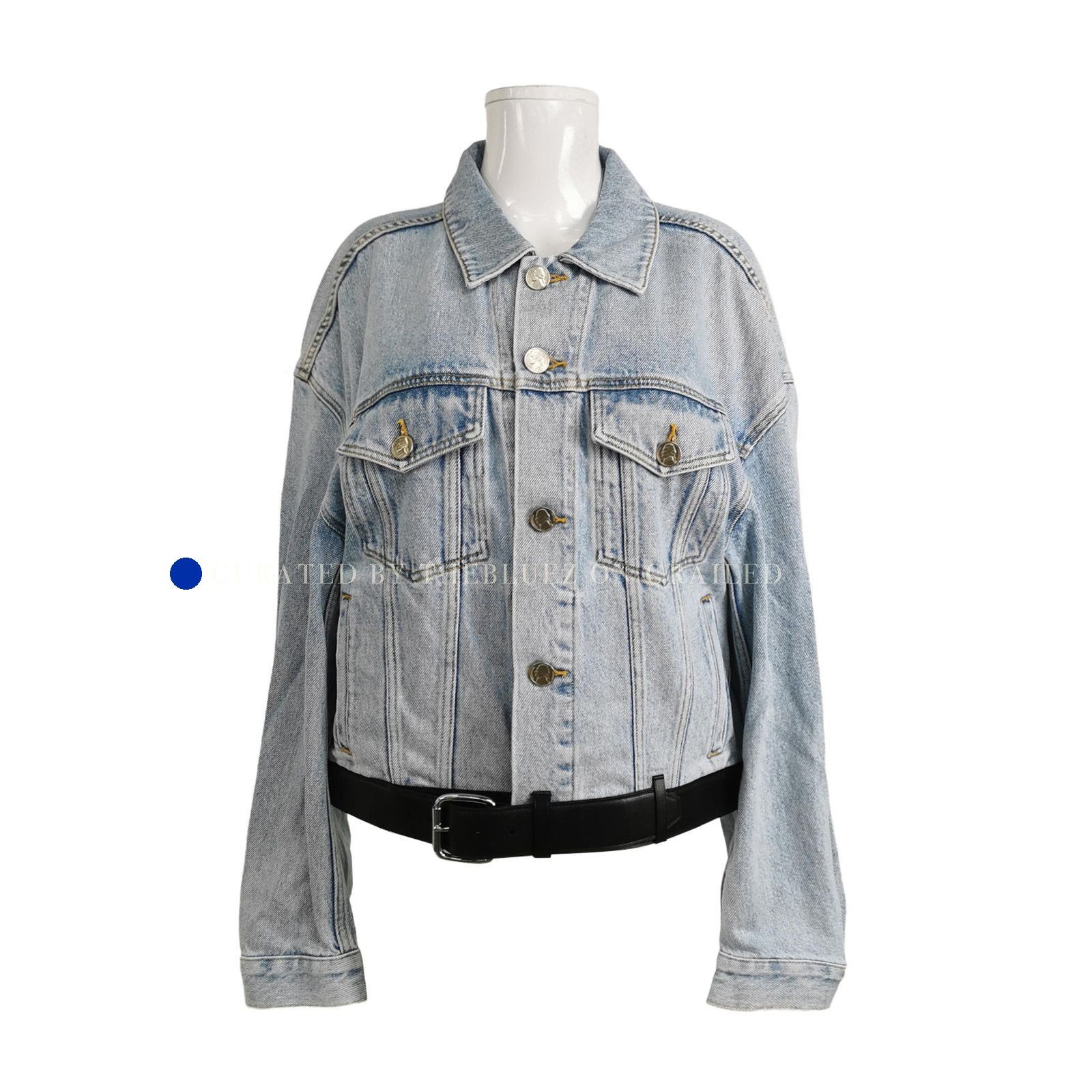 Alexander Wang Stylish Blue Cotton Denim Jacket Size US M / EU 48-50 / 2 - 1 Thumbnail
