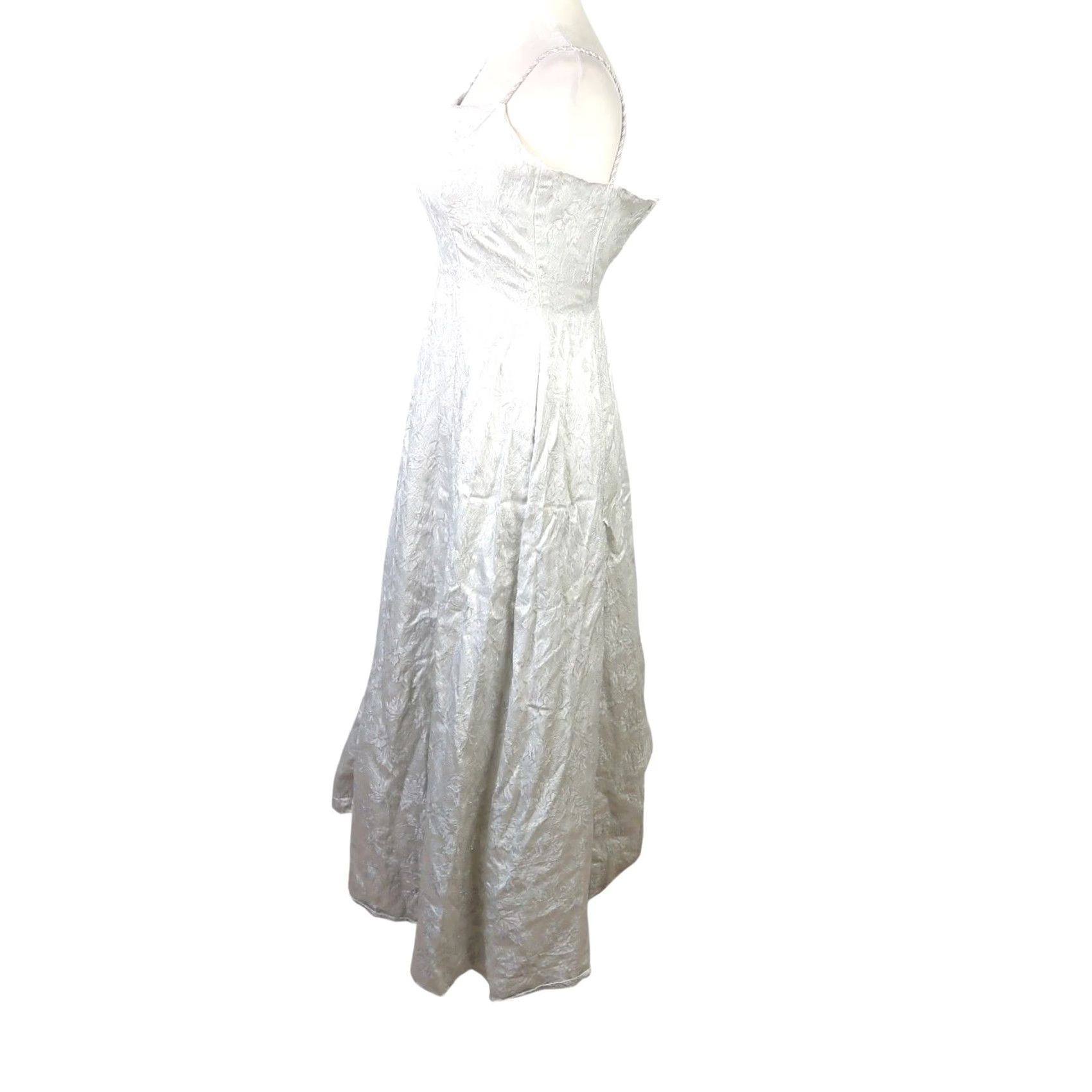 Vintage VINTAGE 80s Dave & Johnny Silver Floral Brocade Jacquard Midi Dress Ladies XS Formal Party Prom Dress Size XS / US 0-2 / IT 36-38 - 3 Thumbnail