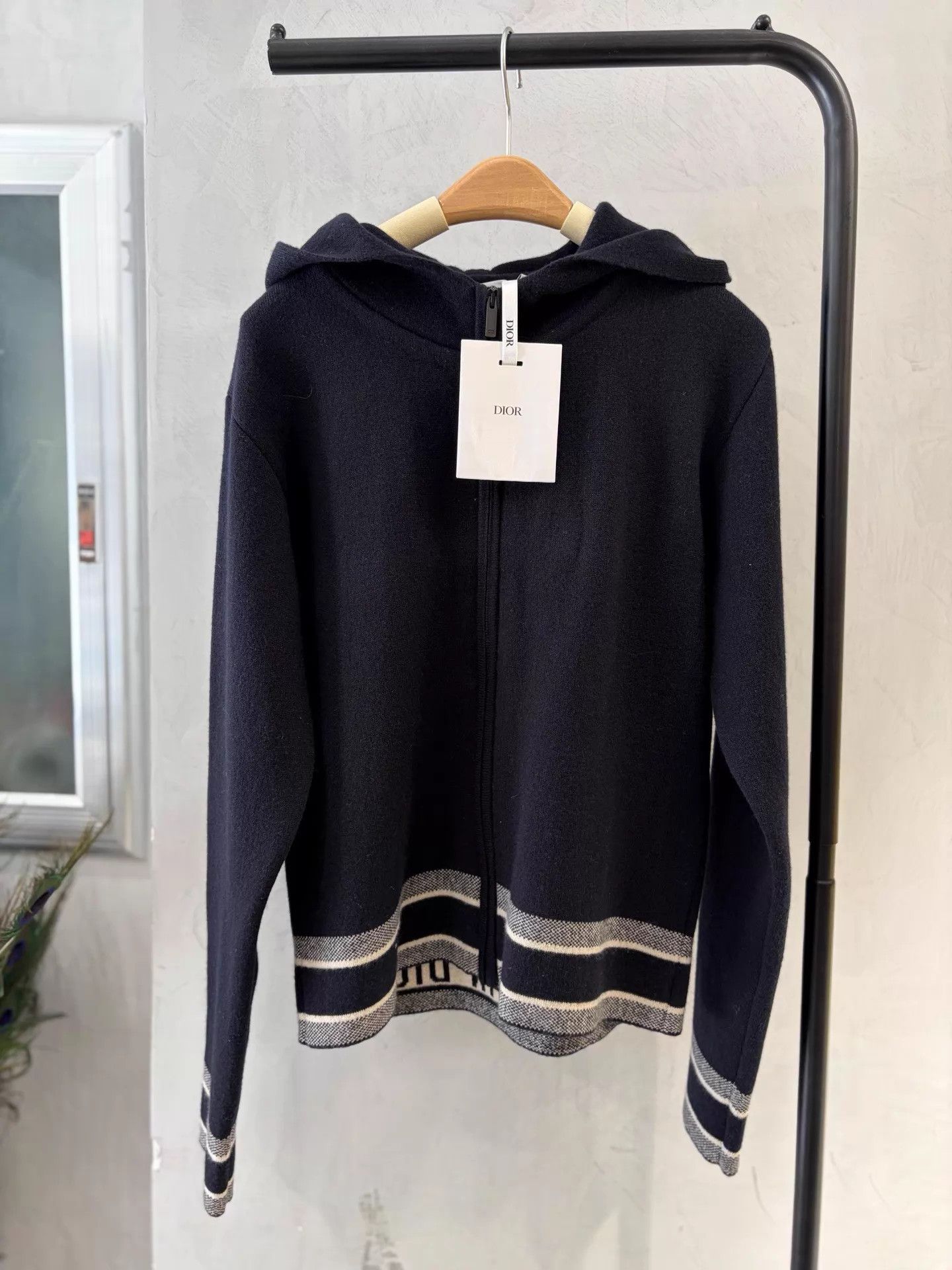 Dior Dior Deep Navy Cashmere Hooded Knit Zip Jacket 34 Size XS / US 0-2 / IT 36-38 - 1 Thumbnail