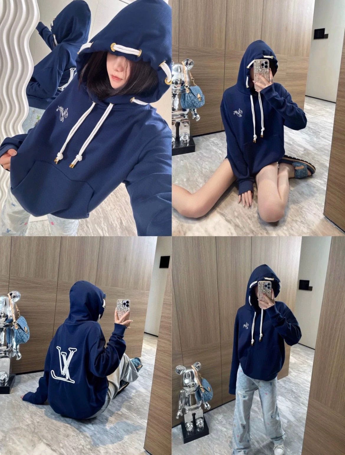 Louis Vuitton navy blue embroidered hoodie by Louis Vuitton Size US L / EU 52-54 / 3 - 9 Thumbnail