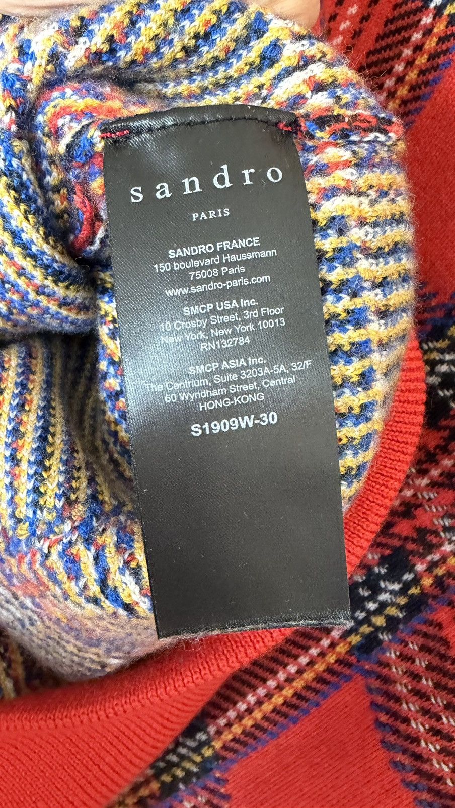 Sandro Sandro Paris Red Tartan Knit Sweater – Size S Size US S / EU 44-46 / 1 - 4 Thumbnail