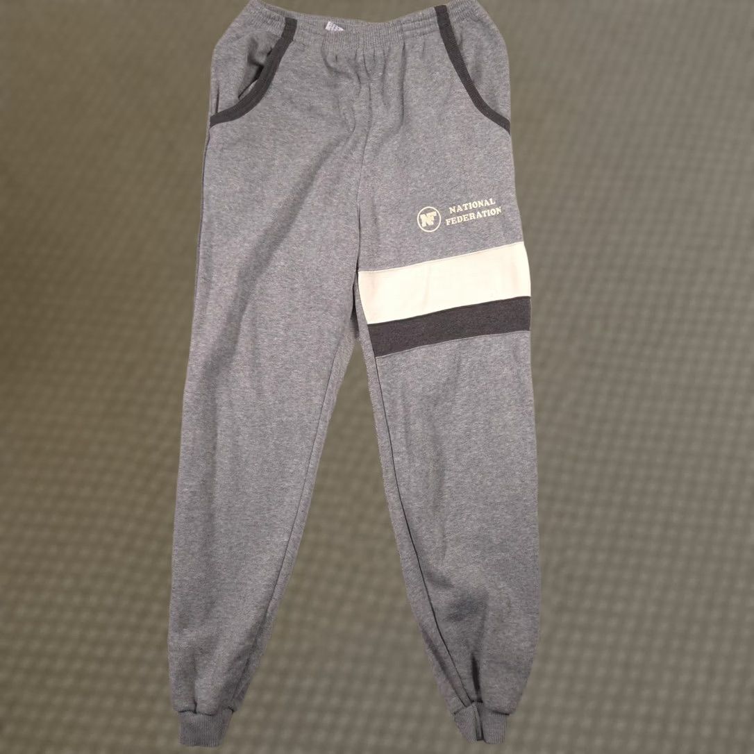 Vintage National Federation Pants Mens Medium Gray Fleece Joggers Sweatpants Size US 31 - 1 Thumbnail