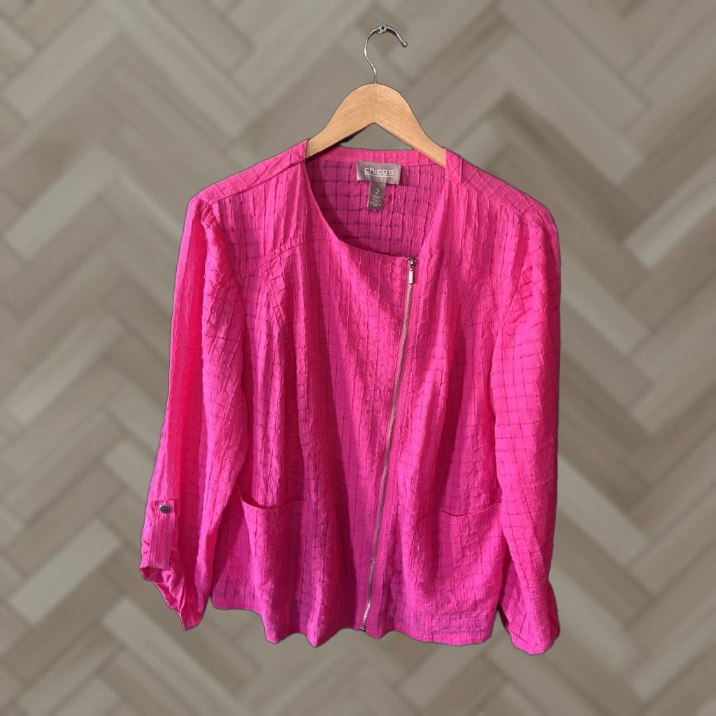 Vintage Chicos Womens Jacket Long Sleeve Full Zip Lightweight Pink Size 2 Size XS / US 0-2 / IT 36-38 - 1 Thumbnail