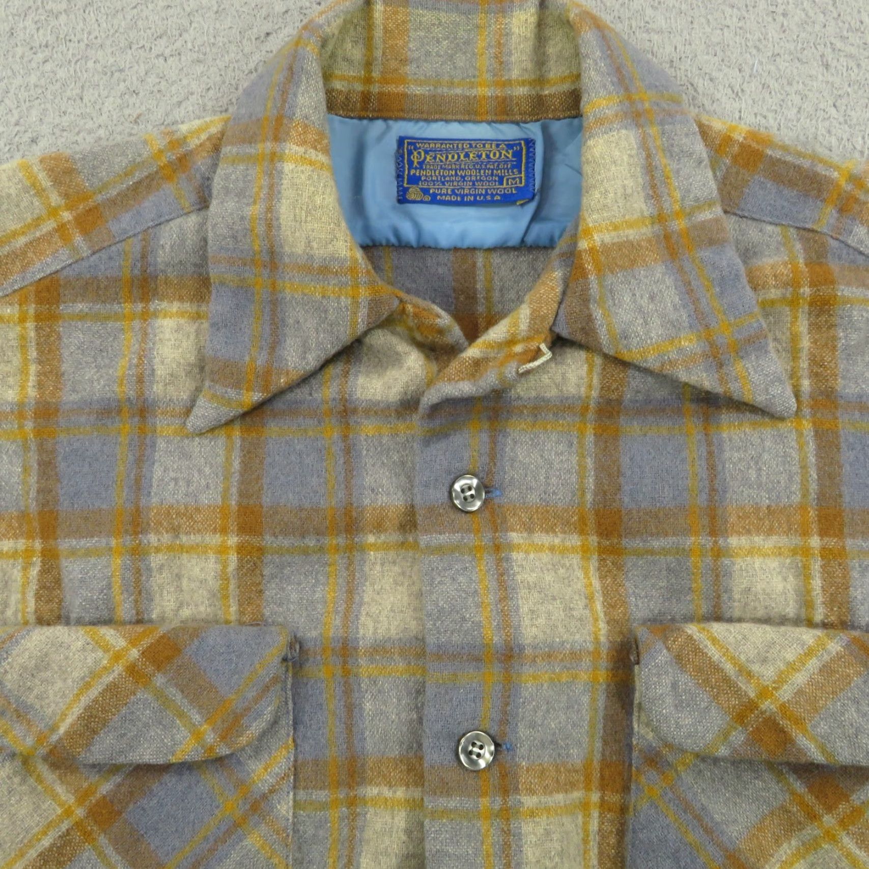 Pendleton VINTAGE Pendleton Board Shirt Mens Medium 60s Brown Grey Earth Tones Loop Collar Shirt Mens M Gray Plaid 60s Classic Outdoor Boys? Size US M / EU 48-50 / 2 - 2 Thumbnail