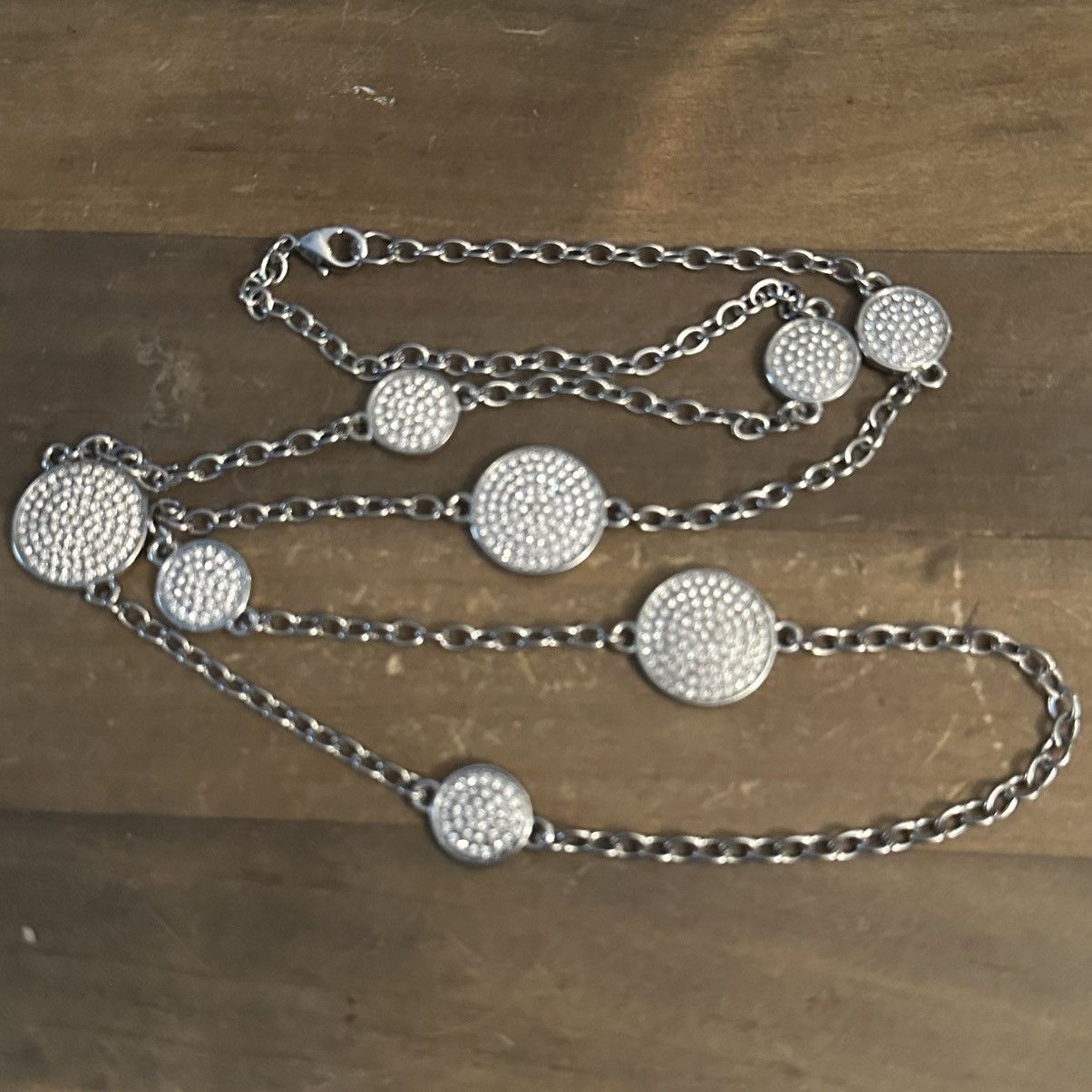 Other Silver tone station rhinestone disc necklace Size ONE SIZE - 2 Thumbnail