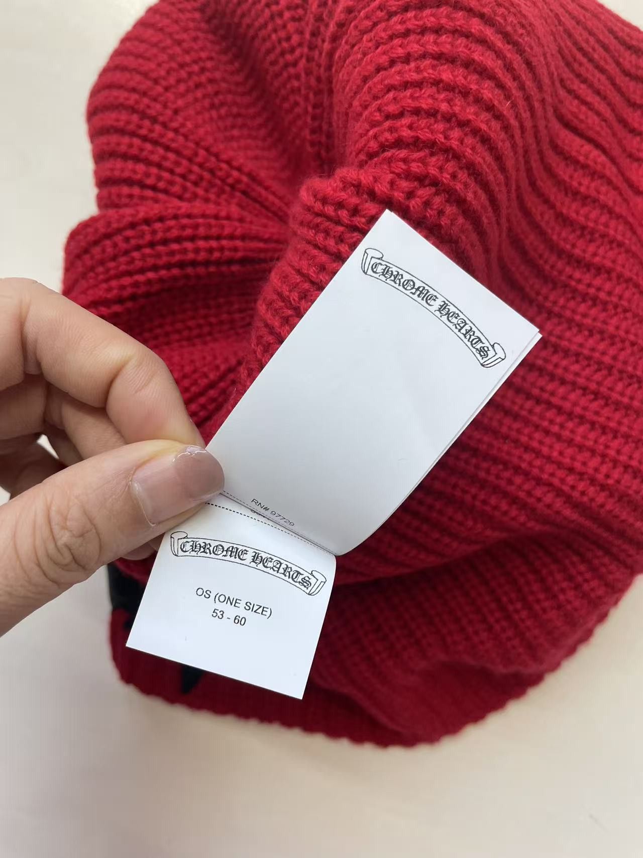 Chrome Hearts Chrome Hearts Red Cashmere Star Leather Patch Beanie Size ONE SIZE - 7 Thumbnail