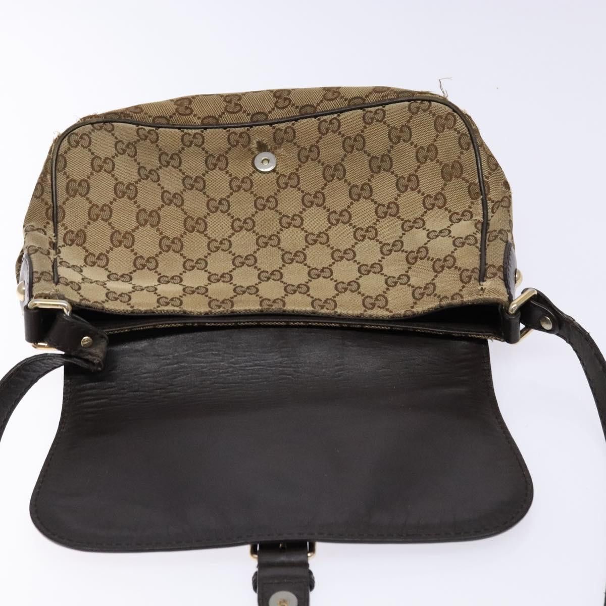 Gucci GUCCI GG Canvas Shoulder Bag Beige Silver Brown Size ONE SIZE - 16 Thumbnail