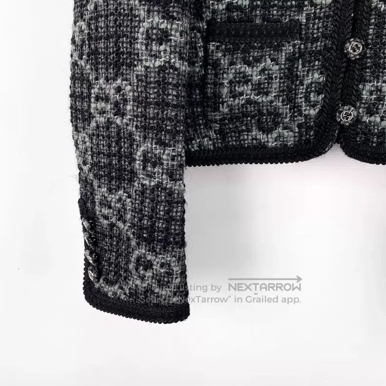 Gucci Gucci Dark gray logo jacquard full-print wool woven tweed Size XS / US 0-2 / IT 36-38 - 4 Thumbnail