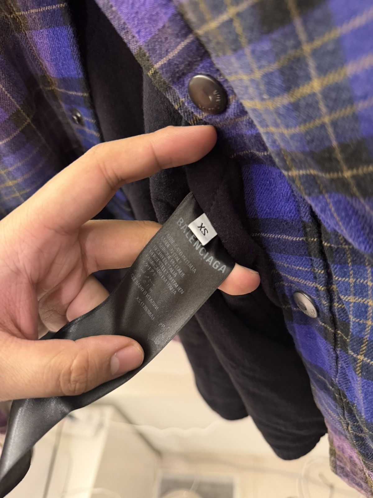 Balenciaga Balenciaga Plaid Hooded Shirt Jacket Purple Size XS Size US XS / EU 42 / 0 - 3 Thumbnail
