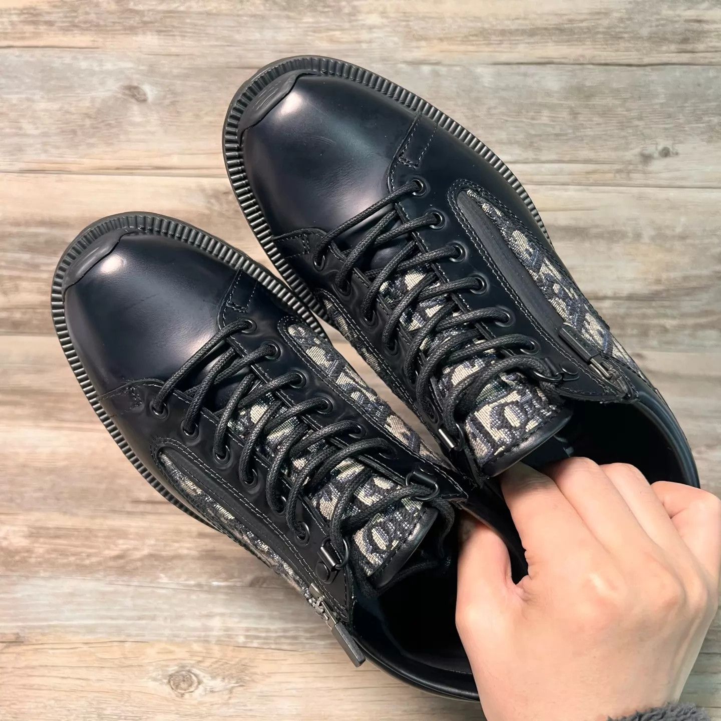 Dior DIOR Combat Black Printed Paneled Leather Shoes EU38 97new Size US 7.5 / IT 37.5 - 5 Thumbnail