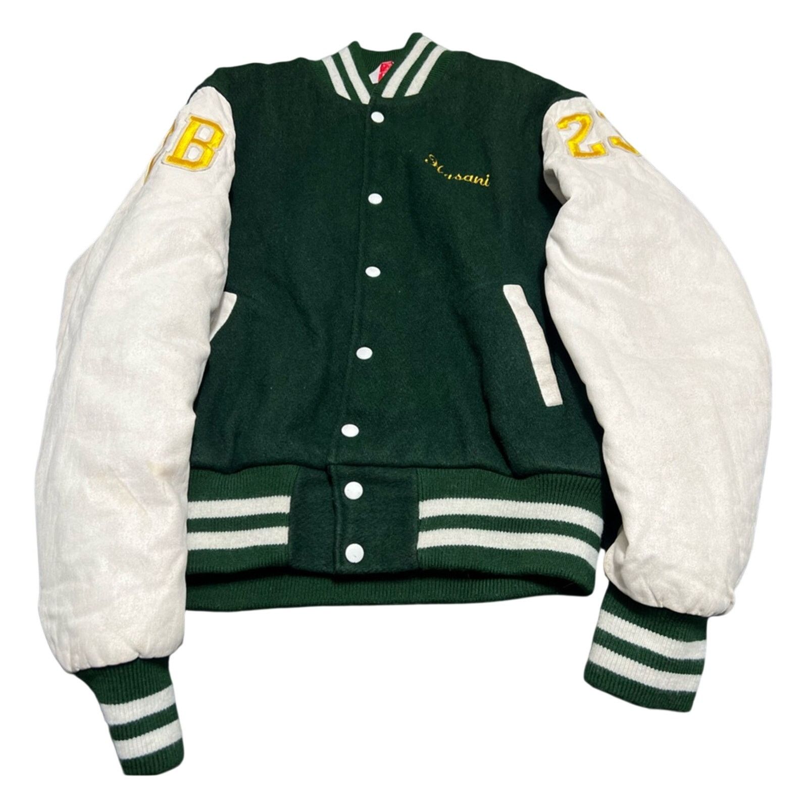 Other 90’s Union Made Holy Cross Football Jacket Leather Wool Size US XL / EU 56 / 4 - 2 Thumbnail