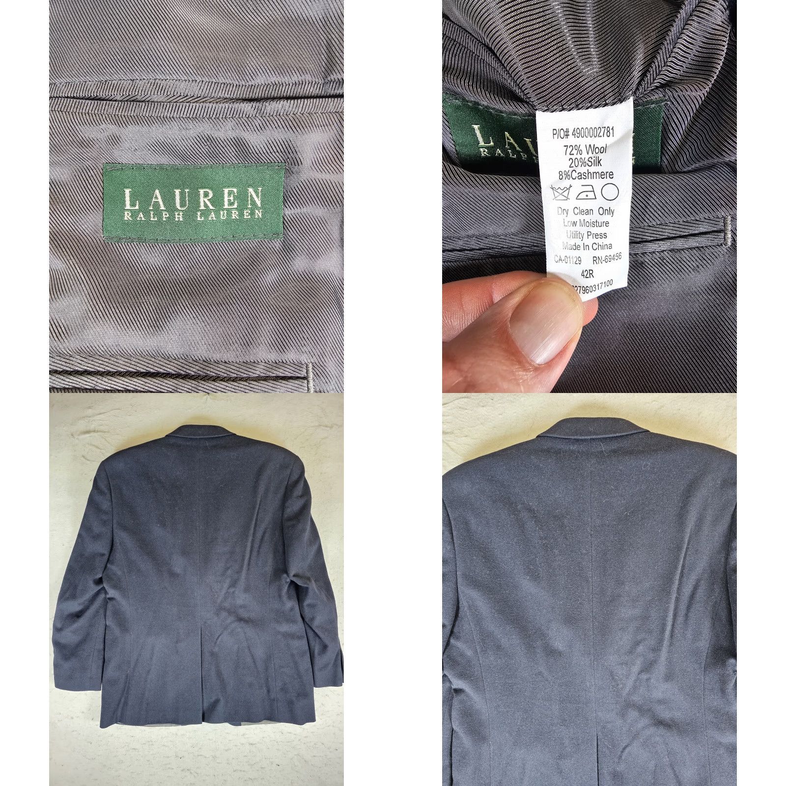 Ralph Lauren VINTAGE Ralph Lauren Green Label Wool Silk Cashmere Navy Blue Blazer Sport Coat Mens Size 42R Regular 42 Blue Jacket Classic Blazer Mens 42 Size 42R - 8 Thumbnail
