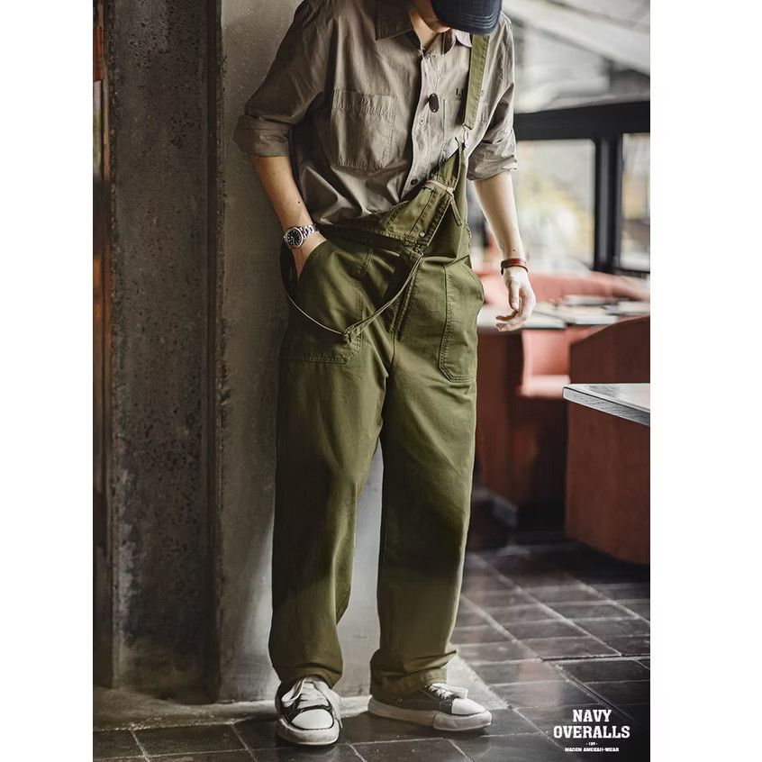 Japanese Brand 💥Navy harajuku retro green military overall pant Size US 31 - 4 Thumbnail