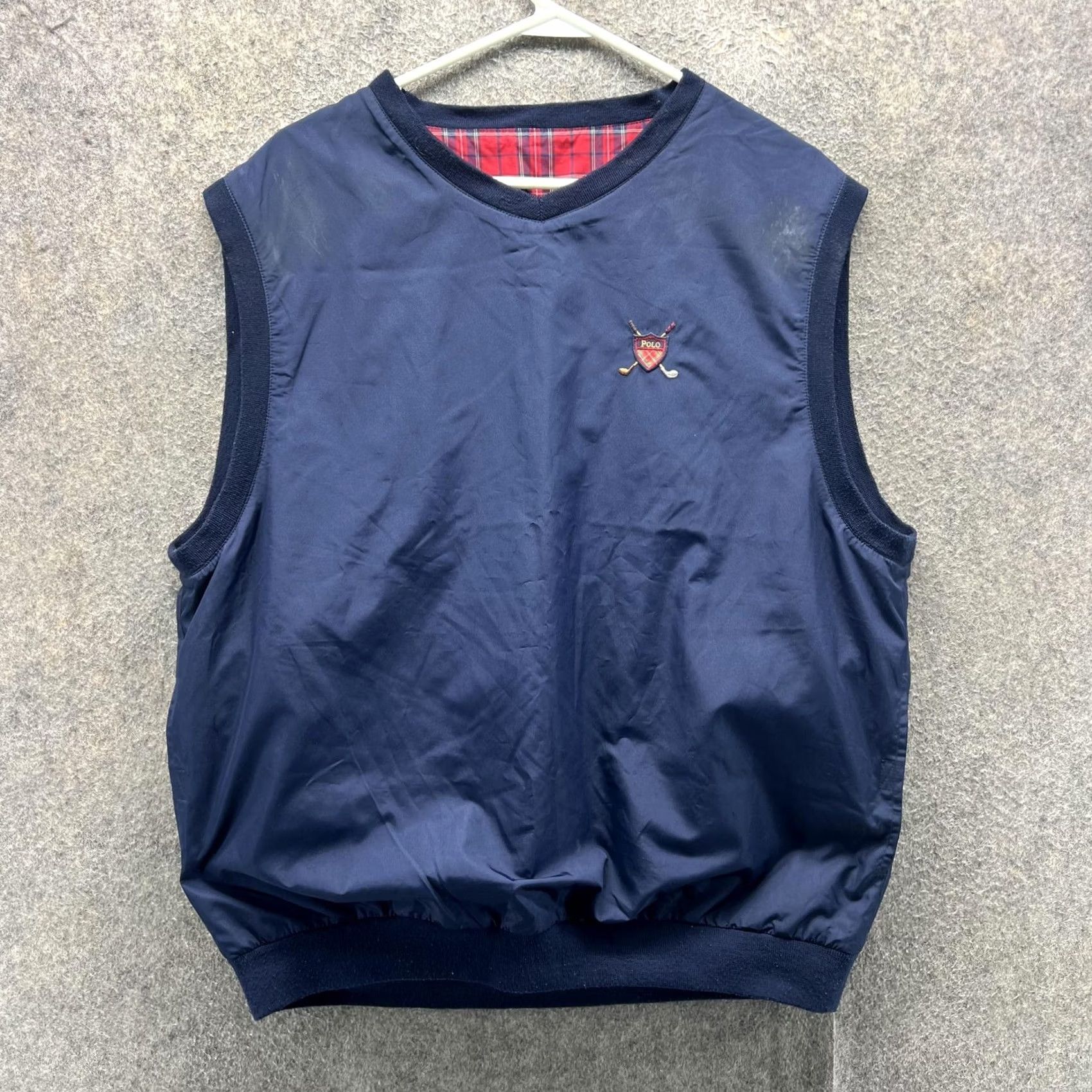 Polo Ralph Lauren VINTAGE Polo Golf Ralph Lauren Vest Mens L Blue Plaid Reversible Windbreaker Size US L / EU 52-54 / 3 - 2 Thumbnail