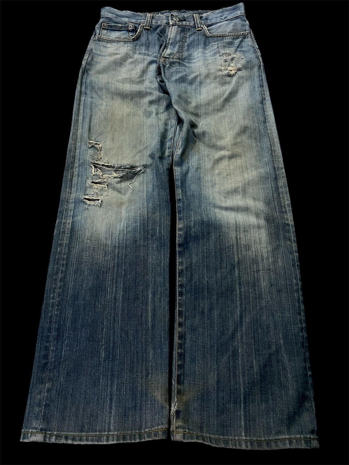 Edwin × If Six Was Nine × Le Grande Bleu (L.G.B.) VINTAGE EDWIN 504 R MUD WASH DISTRESS JEANS Size US 30 / EU 46 - 1 Thumbnail