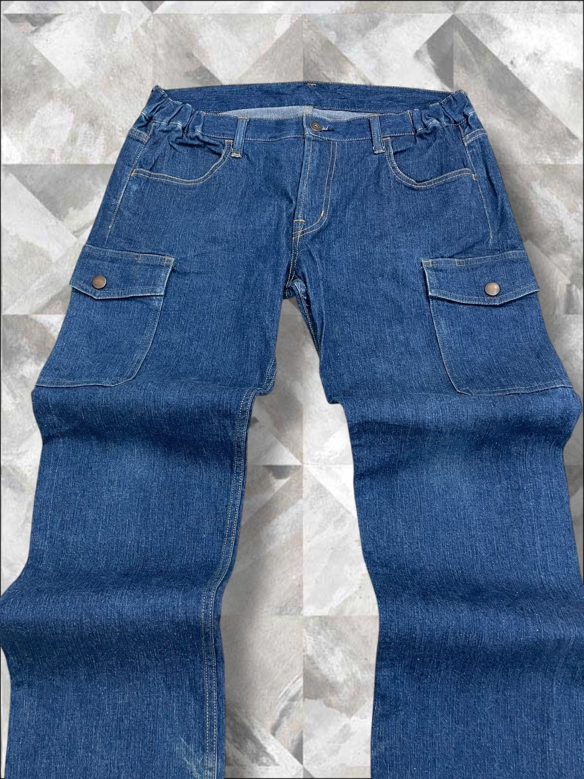 Japanese Brand Vintage 1990s Japan Designer Blue Baggy Cargo Streetwear Size US 32 / EU 48 - 4 Thumbnail